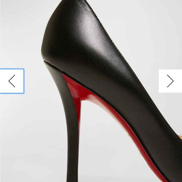 NWT Christian Louboutin Apostrophy Black Leather Pointed Red-Sole Pumps - Picture 9 of 16